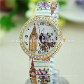 2014 High quality alloy band bell tower flower ladies watch with diamond